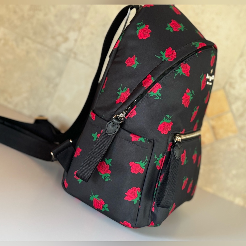 Kate Spade New York Chelsea Medium Backpack Rose Toss Print - Picture 13 of 13